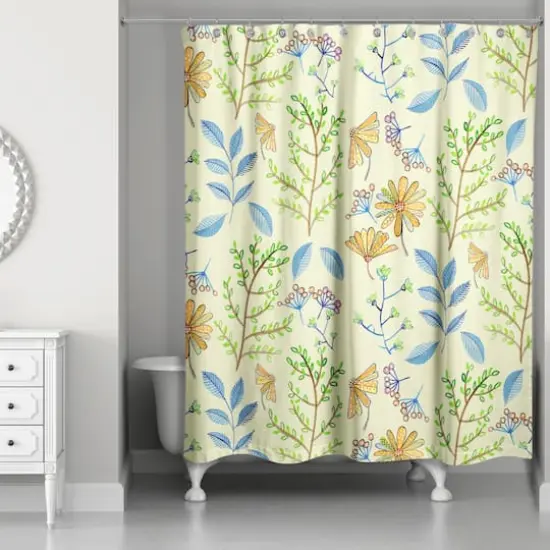 Spring Flowers Shower Curtain Cream {3}