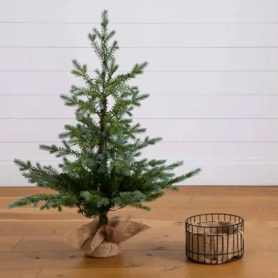 3ft. Pre-Lit Artificial Christmas Tree in Jute Wire Planter with 30 Warm White LED Lights {8}
