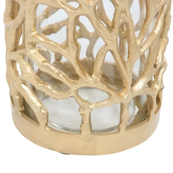 Gold Aluminum Coastal Candle Holder, 10" x 5" x 5" {5}