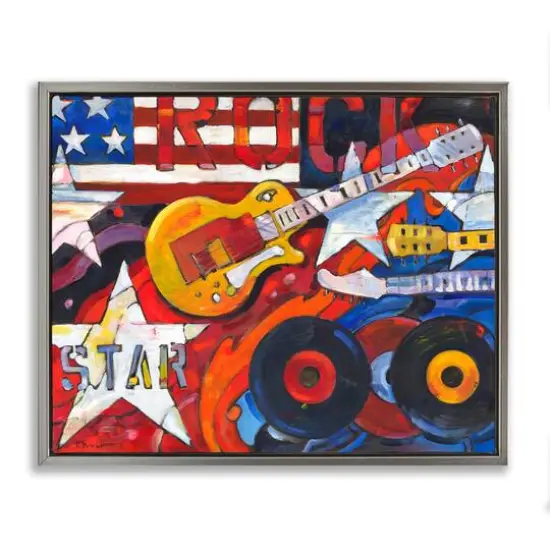 Stupell Industries Rockstar Americana Music Tribute Floater Framed Art Gray {1}