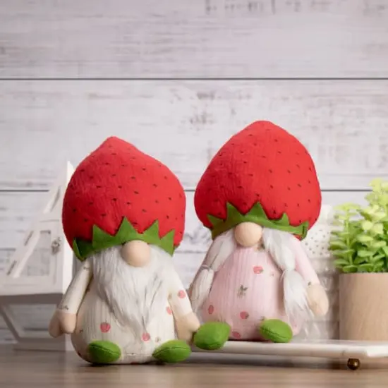 9.5" Green & Red Girl Springtime Strawberry Gnome {3}
