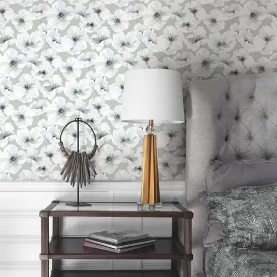 RoomMates Tamara Day Hawthorn Blossom Peel & Stick Wallpaper Gray {6}