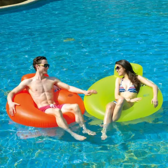 4ft. Orange Inflatable Pool Sofa Lounger Float {3}