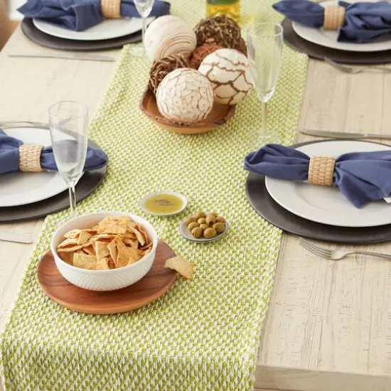 DII&reg; 108" Woven Fringed Table Runner Avocado {7}