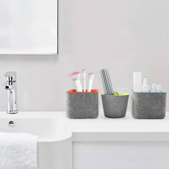 Welaxy Felt 3 Piece Orange, Green & Turquoise Storage Cups {8}