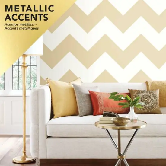 RoomMates Gold Large Chevron Peel & Stick Wallpaper {5}