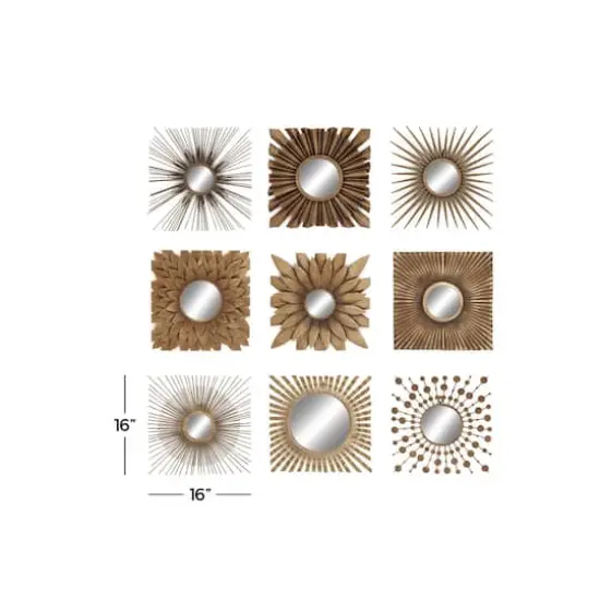 Gold Metal Rustic Wall Mirror Set {14}