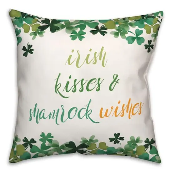 Irish Kisses Shamrock Wishes Pillow 18" x 18" Throw Pillow {3}