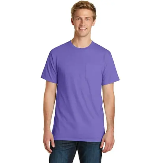 Port & Company® Beach Wash® Garment-Dyed Adult Pocket T-Shirt Amethyst {4}