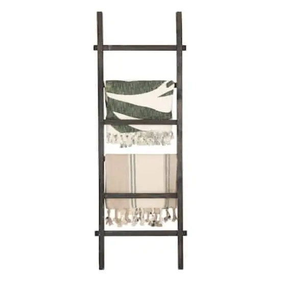 Hello Honey&reg; 76.8" Black Wood Decorative Blanket Ladder {5}