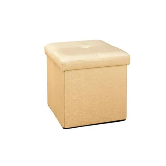 Simplify Metallic Faux Leather Folding Storage Ottoman Cube Pewter {2}