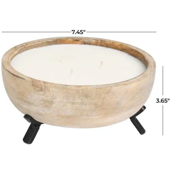 Egyptian Mint Scented 3-Wick Candle in Light Brown Tripod Stand Bowl {7}