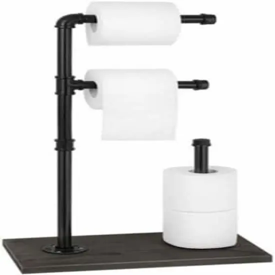 Black Commercial Toilet Paper Holder with Shelf {1}