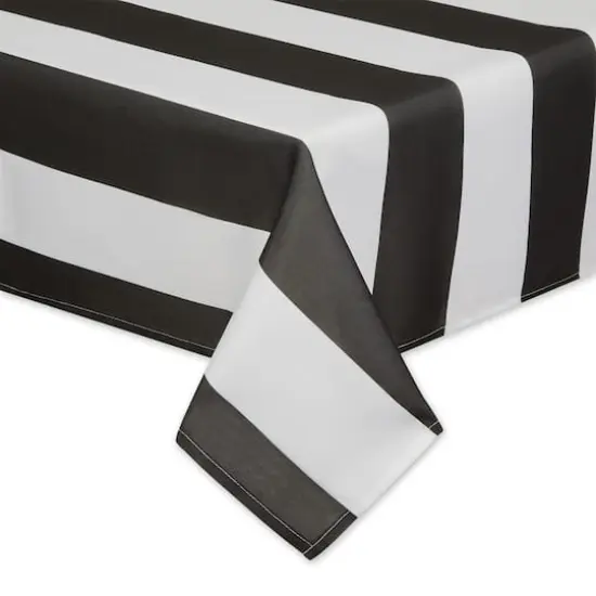 Black Cabana Stripe Print Outdoor Tablecloth,, 60" x 84" {3}