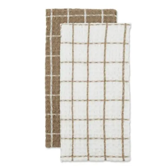 DII&reg; Windowpane Oversized Washed Waffle Dishtowels, 2ct. Stone {4}