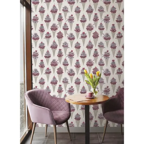 By Dylan M Pink Floral Ice Cream Peel & Stick Wallpaper {4}