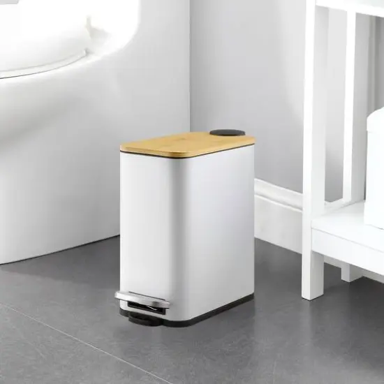 SunnyPoint 1.25gal. White Trash Can with Plastic Inner Buckets {3}