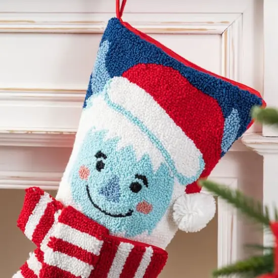 Glitzhome&reg; 21"L Hooked Christmas Yeti Stocking {5}