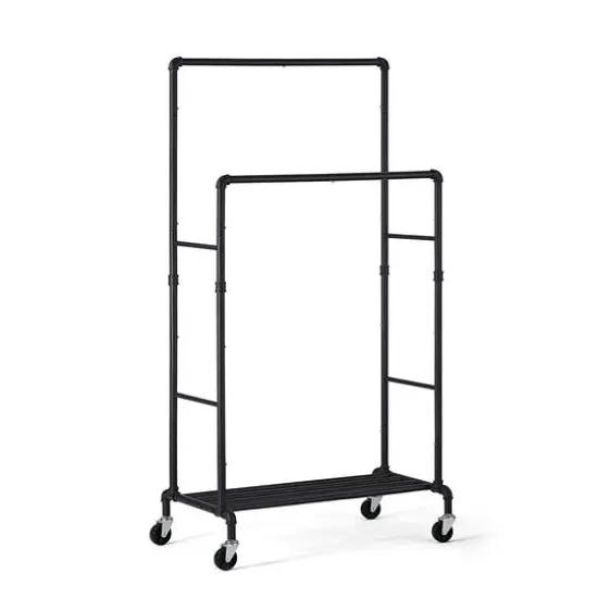 SunnyPoint Black Double Garment Rack {1}
