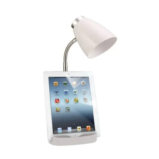 LimeLights 18.5" Gooseneck Organizer Desk Lamp with Tablet Stand White {6}