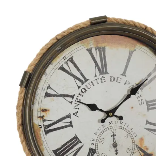 White Coastal Metal Wall Clock {4}