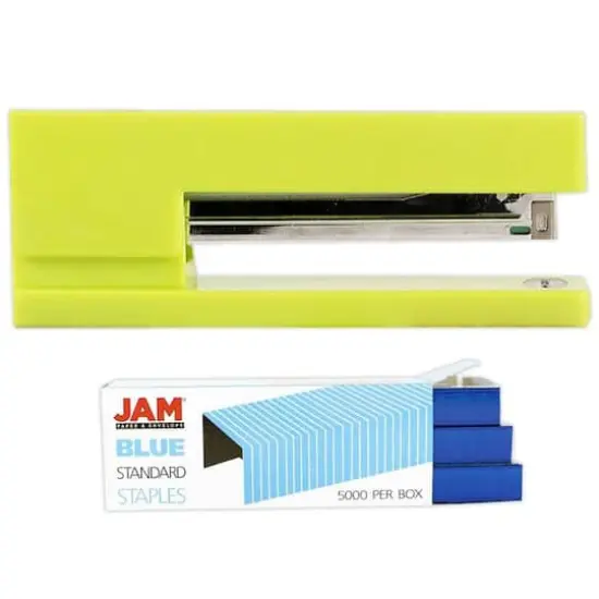 JAM Paper Desk Stapler & Staples Set Lime Green/Blue {1}