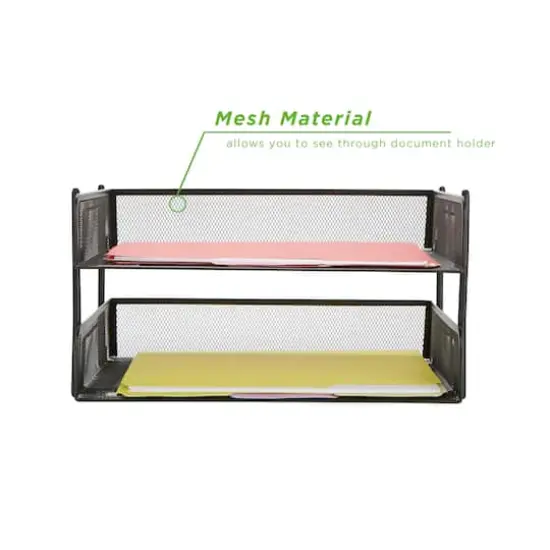 Mind Reader 2 Pack Black Stackable Metal Mesh Organizer {5}