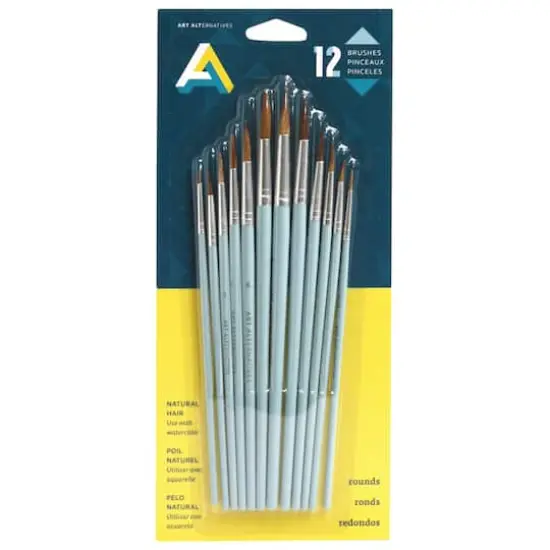Art Alternatives Natural Hair Watercolor 12 Piece Brush Set {1}