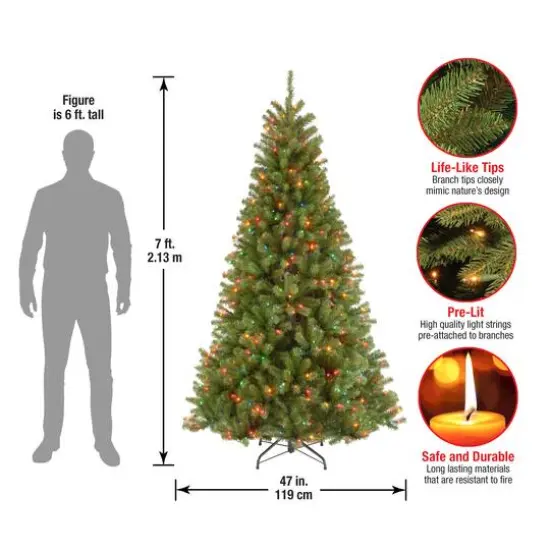 7 ft. Pre-lit North Valley Spruce Full Artificial Christmas Tree, Multicolor Lights {6}