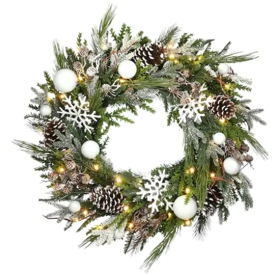 Alpine Collection 30" Warm White LED Decorated Wreath {1}