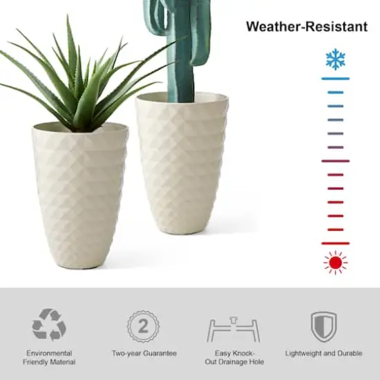 Glitzhome® 19.7" Eco-Friendly Oversized Faux Ceramic Pot Planters, 2ct. White {8}