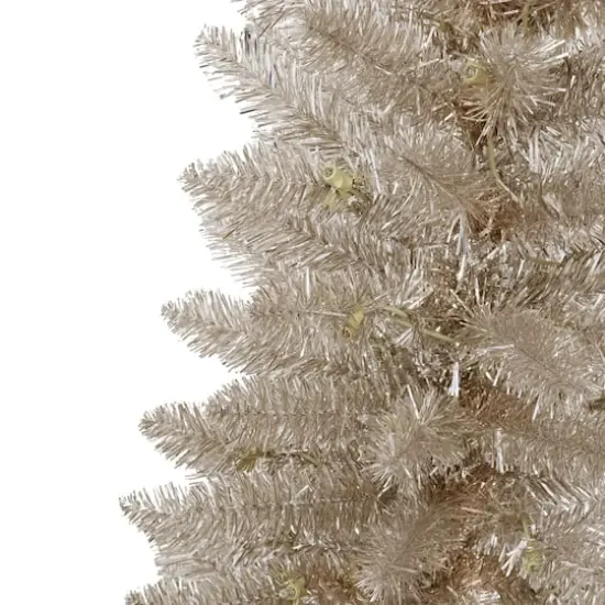 7ft. Pre-Lit Rose Gold Tinsel Artificial Christmas Tree, Clear Lights {6}