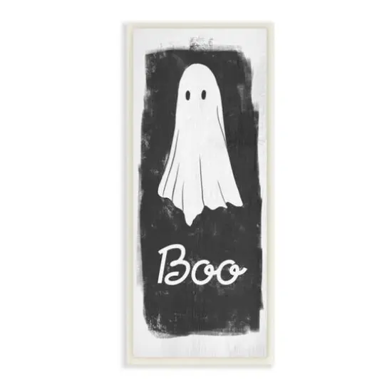 Stupell Industries Charming Rustic Sheet Ghost with Boo Text Wood Wall Plaque {1}