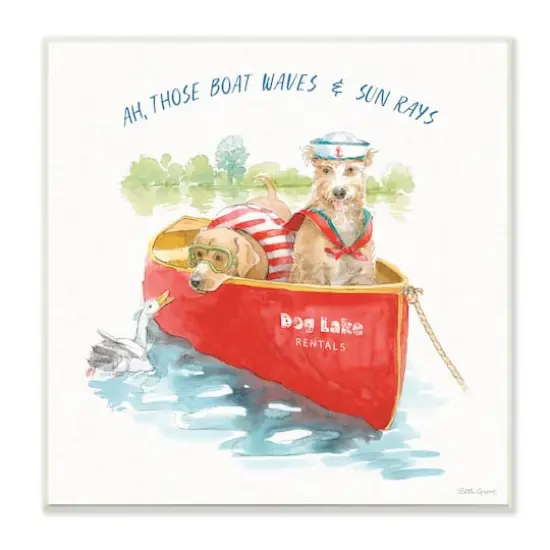 Stupell Industries Boat Waves Sun Rays Lake Phrase Sailor Dogs,12" x 12" {1}