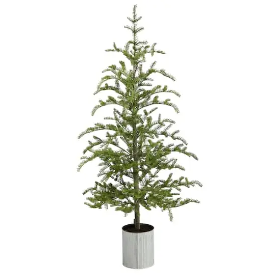 5.5ft. Pre-Lit Pine Artificial Christmas Tree in Decorative Planter, Clear Lights {4}