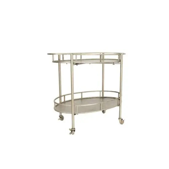 Hello Honey&reg; 30" Beige 2-Tier Metal Bar Cart With Locking Caster Wheels {6}