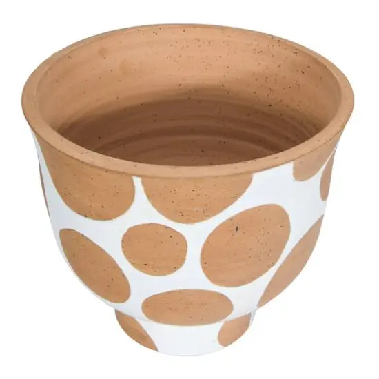 Hello Honey&reg; 9" White & Brown Polka Dot Terra Cotta Pot {8}
