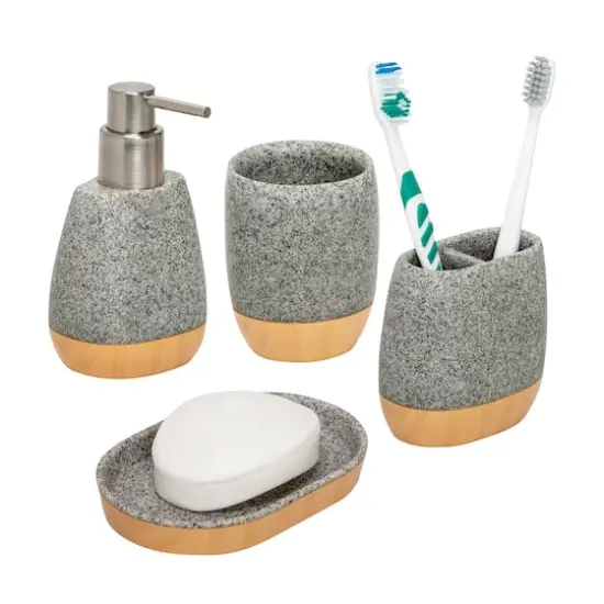 Honey Can Do Gray Speckled Bath Accessory Set {4}