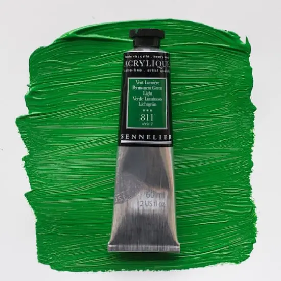 Sennelier Extra Fine Artists' Acrylic Paint, 60mL 811 Permanent Green Light {4}