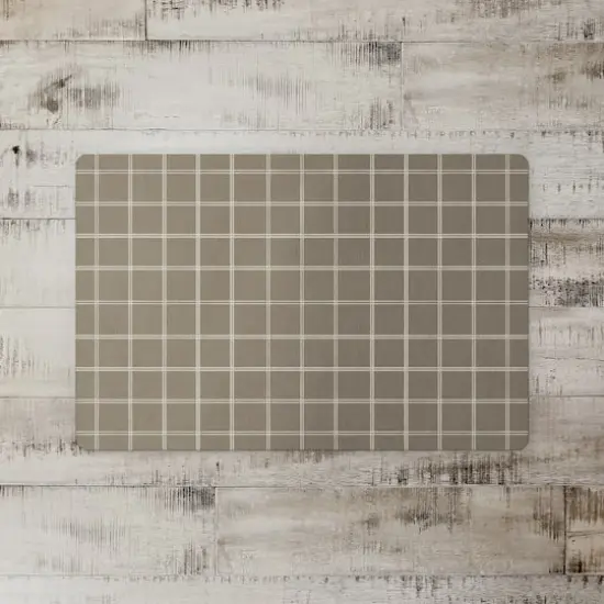 Taupe & White Check Floor Mat {3}