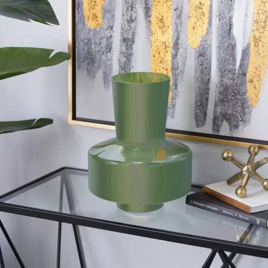 12" Jade Green Magician's Hat Modern Glass Vase {7}