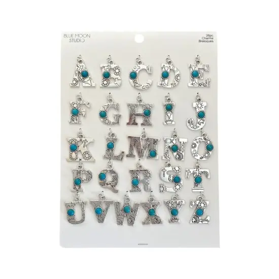 Blue Moon Studio&trade; Silver-Colored Western Alphabet Charm Set {1}