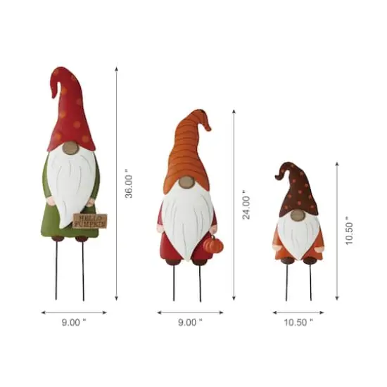 Glitzhome&reg; Gnome Family Metal Yard Stake or Standing D&eacute;cor Set {4}