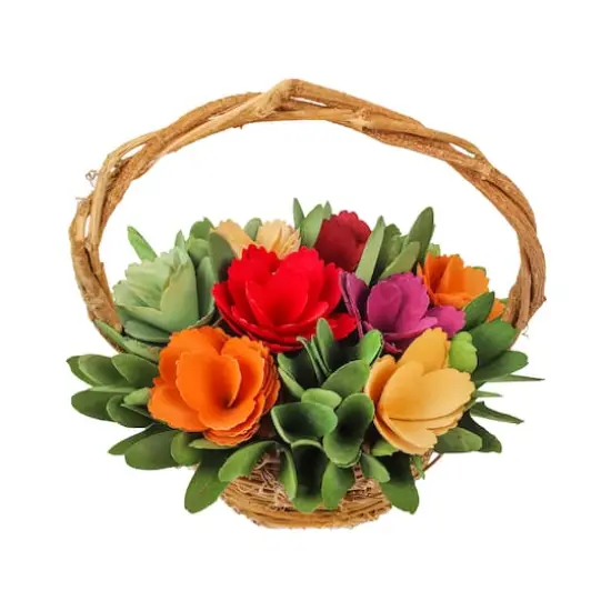 10" Multicolor Spring Floral Basket {6}