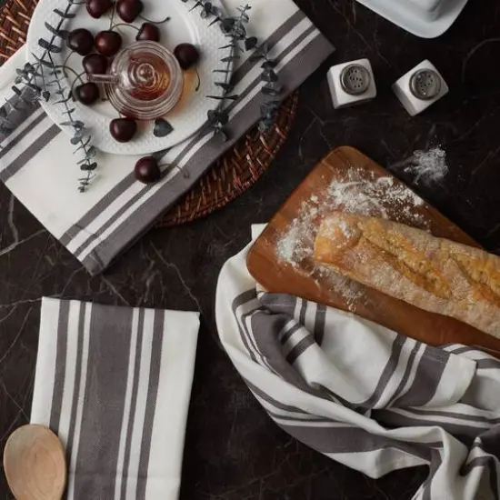 DII&reg; Gray Chef Stripe Dish Towels, 3ct. {7}