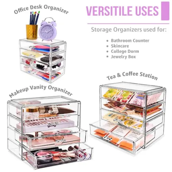 Sorbus 4-Drawer Makeup & Jewelry Storage Case Clear {5}