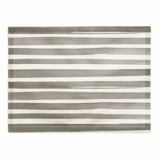 Watercolor Stripe Cotton Twill Placemat Brown/White {1}