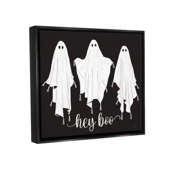 Stupell Industries Hey Boo Three Ghosts Framed Floater Canvas Wall Art Black {4}