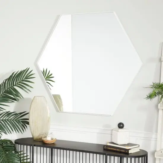 White Contemporary Wall Mirror, 40" x 2" x 35" {7}