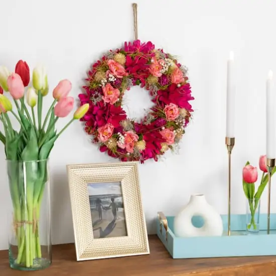 12.5" Mixed Floral & Berries Artificial Spring Wreath {3}